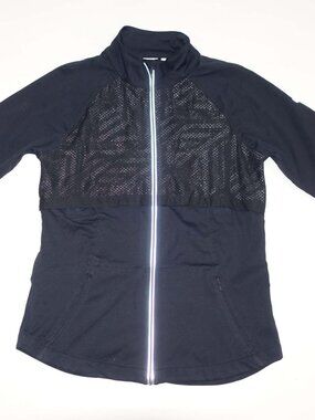 Asics Women's Lite-Show Jacket Medium Long Sleeves Black Zipper Front Polyester